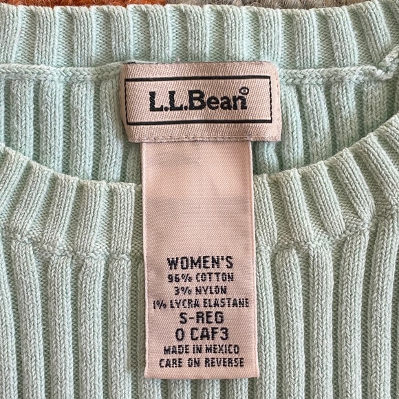 L.L. Bean I Light Mint Green Pastel Ribbed Crewneck Pullover - Picture 3 of 12